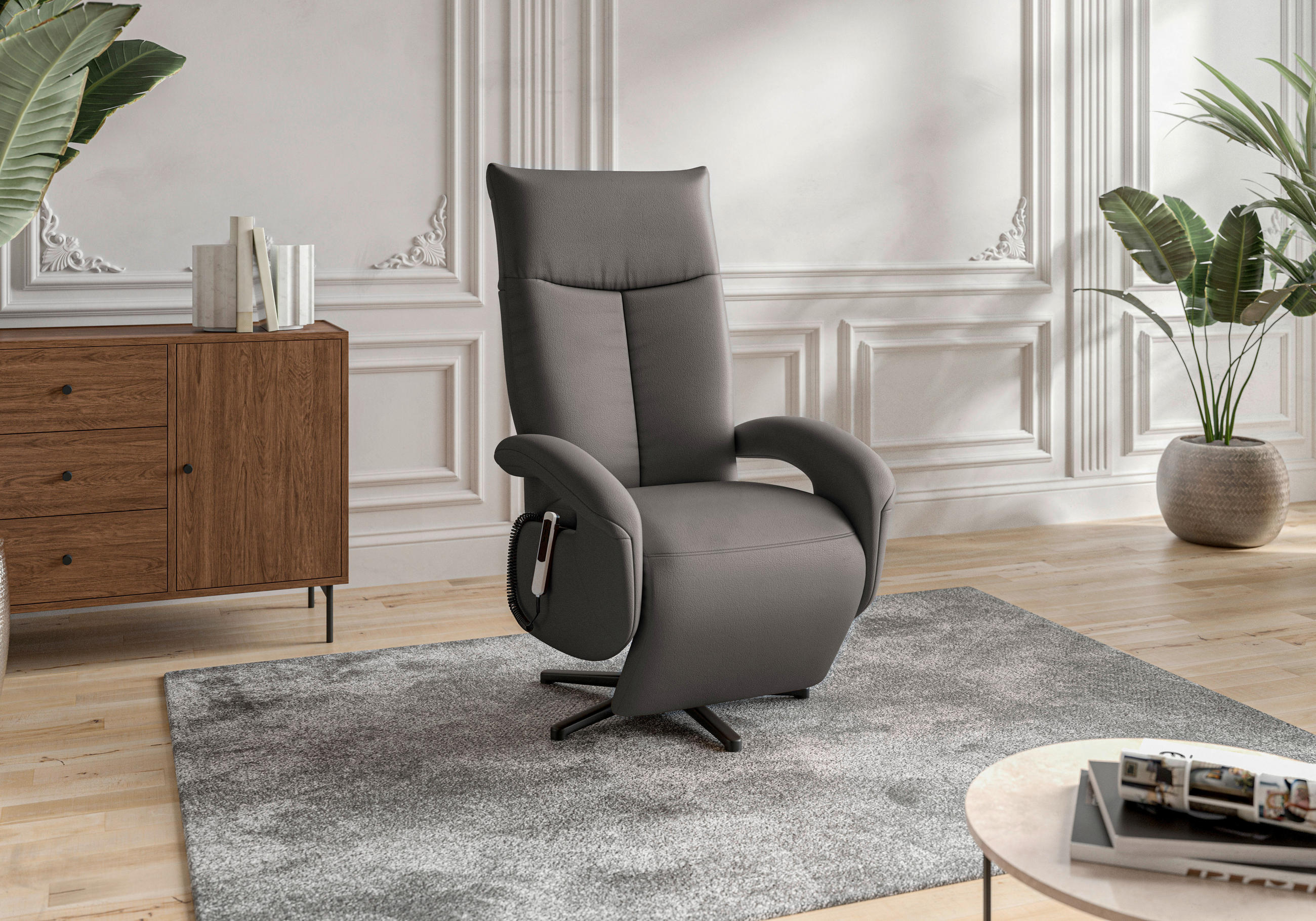 SESSEL in Echtleder Mokka  - Schwarz/Mokka, KONVENTIONELL, Leder/Metall (74/112/82cm) - Sit & More