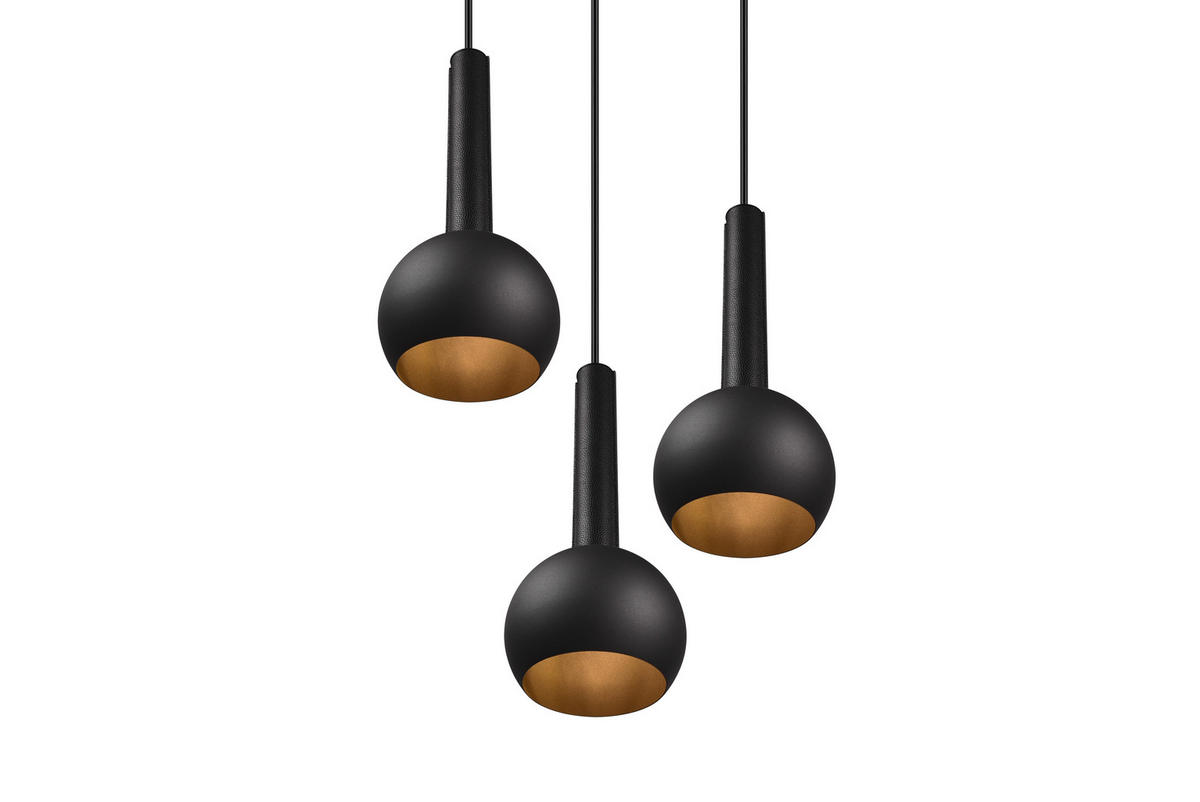 HÄNGELEUCHTE 52/200 cm  - Schwarz, Design, Leder/Metall (52/200cm) - Cinque