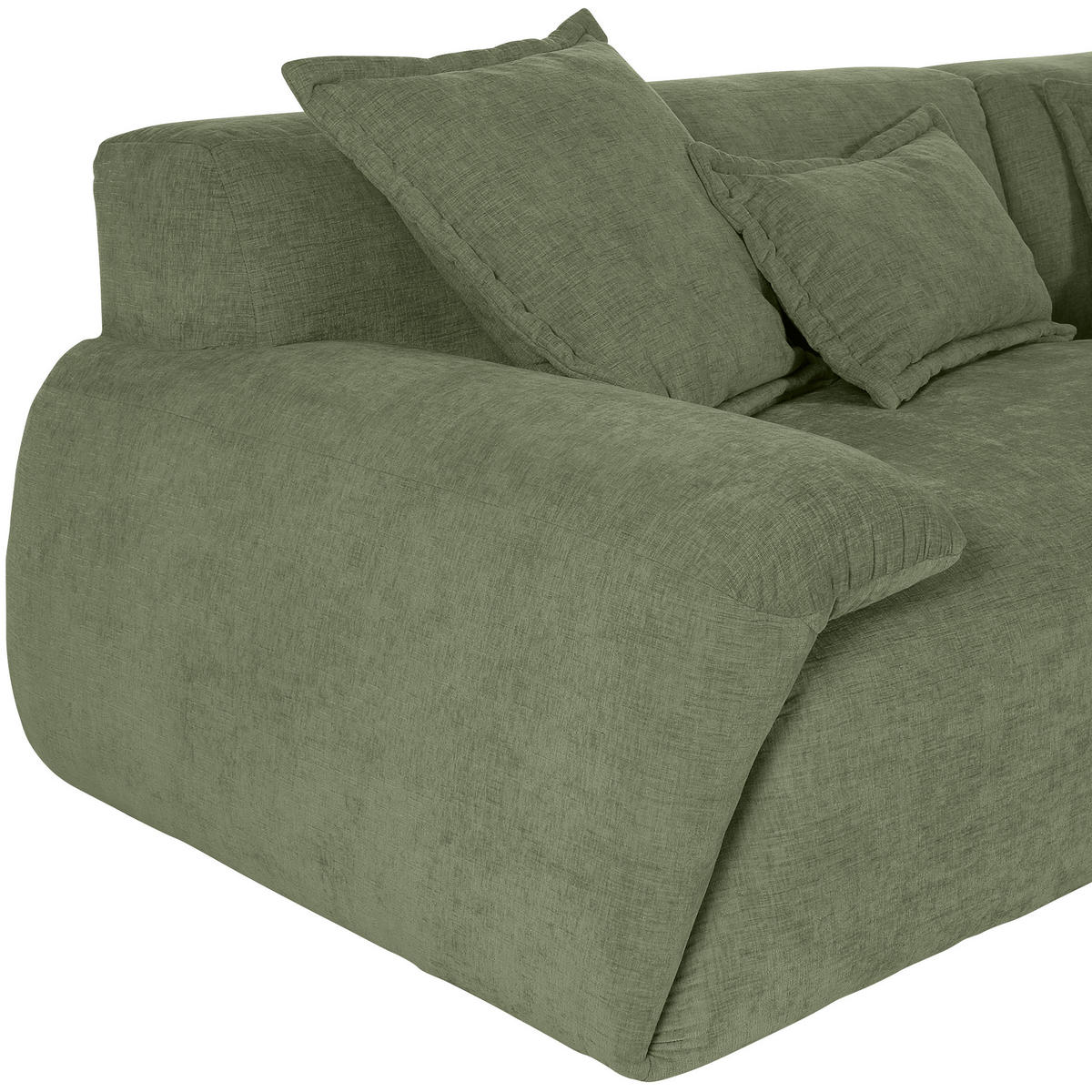 ECKSOFA in Flachgewebe Olivgrün  - Schwarz/Olivgrün, Konventionell, Kunststoff/Textil (274/174cm) - Carryhome