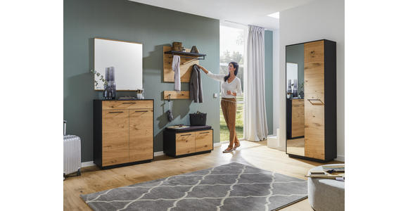 GARDEROBENSCHRANK 72/193/37 cm - Eichefarben/Anthrazit, Design, Glas/Holz (72/193/37cm) - Dieter Knoll