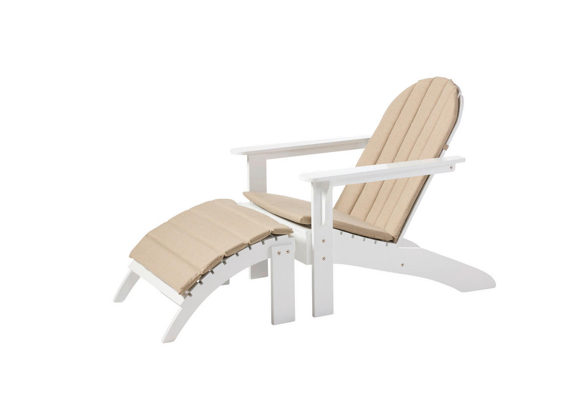 GARTENLIEGE Mahagoni Weiß Hochglanz  - Weiß Hochglanz, Natur, Holz (105/88/80cm) - Gardenson