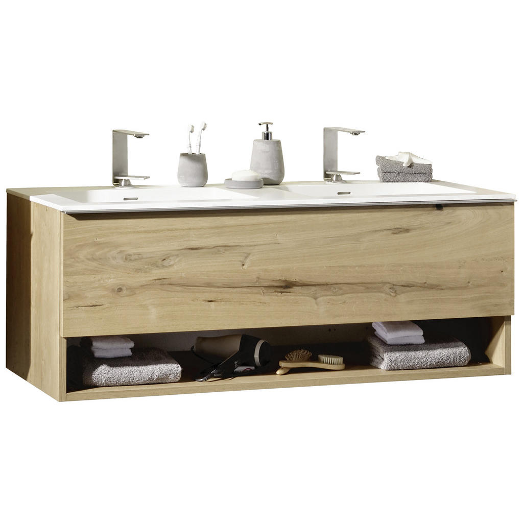 Thumbnail - Voglauer Badezimmer, Eiche, Holz, Glas, Stein, Eiche, furniert, mehrschichtige Massivholzplatte (Tischlerplatte), 1 Schu...