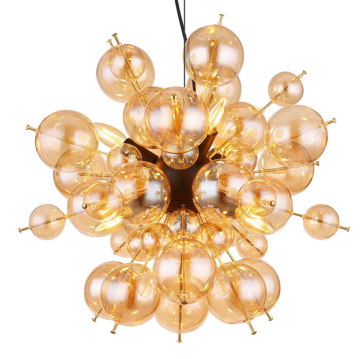 HÄNGELEUCHTE 55/120 cm    - Goldfarben/Schwarz, Design, Glas/Metall (55/120cm) - Globo