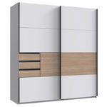 SCHWEBETÜRENSCHRANK  in Weiß, Eichefarben  - Eichefarben/Schwarz, KONVENTIONELL, Holzwerkstoff/Metall (180/198/65cm) - Carryhome