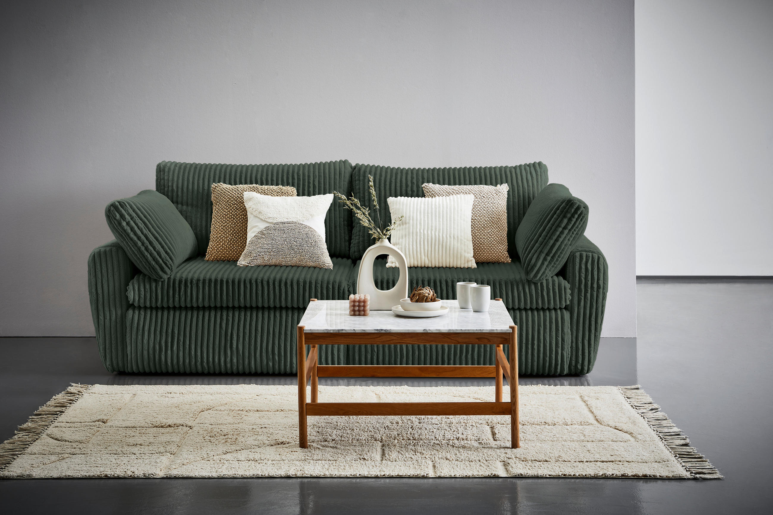 SCHLAFSOFA Cord, Plüsch Dunkelgrün  - Dunkelgrün/Schwarz, MODERN, Kunststoff/Textil (240/90/120cm) - Carryhome