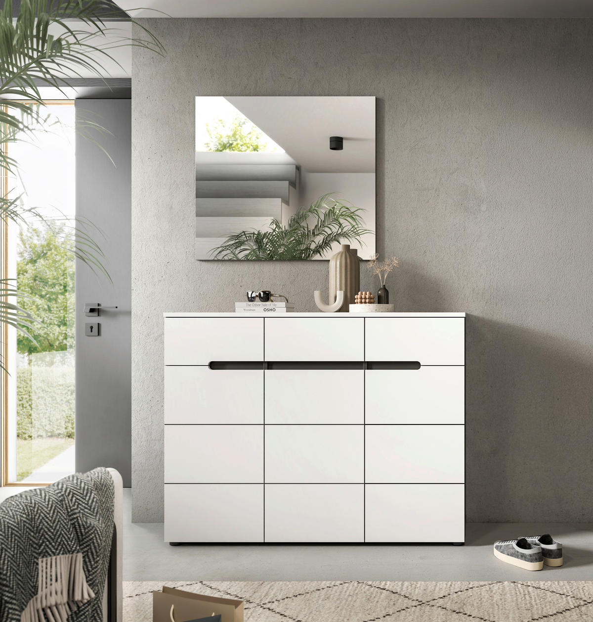 SCHUHSCHRANK  in 120/94/37 cm  - Schwarz/Weiß, Design, Holzwerkstoff/Kunststoff (120/94/37cm) - Livetastic