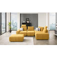 ECKSOFA in Velours Currygelb  - Currygelb/Schwarz, Design, Kunststoff/Textil (326/236cm) - Xora