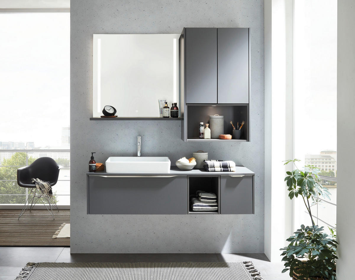 BADEZIMMER  in 152,3 cm  - Schieferfarben/Weiß, MODERN, Glas/Keramik (152,3cm) - Celina Home