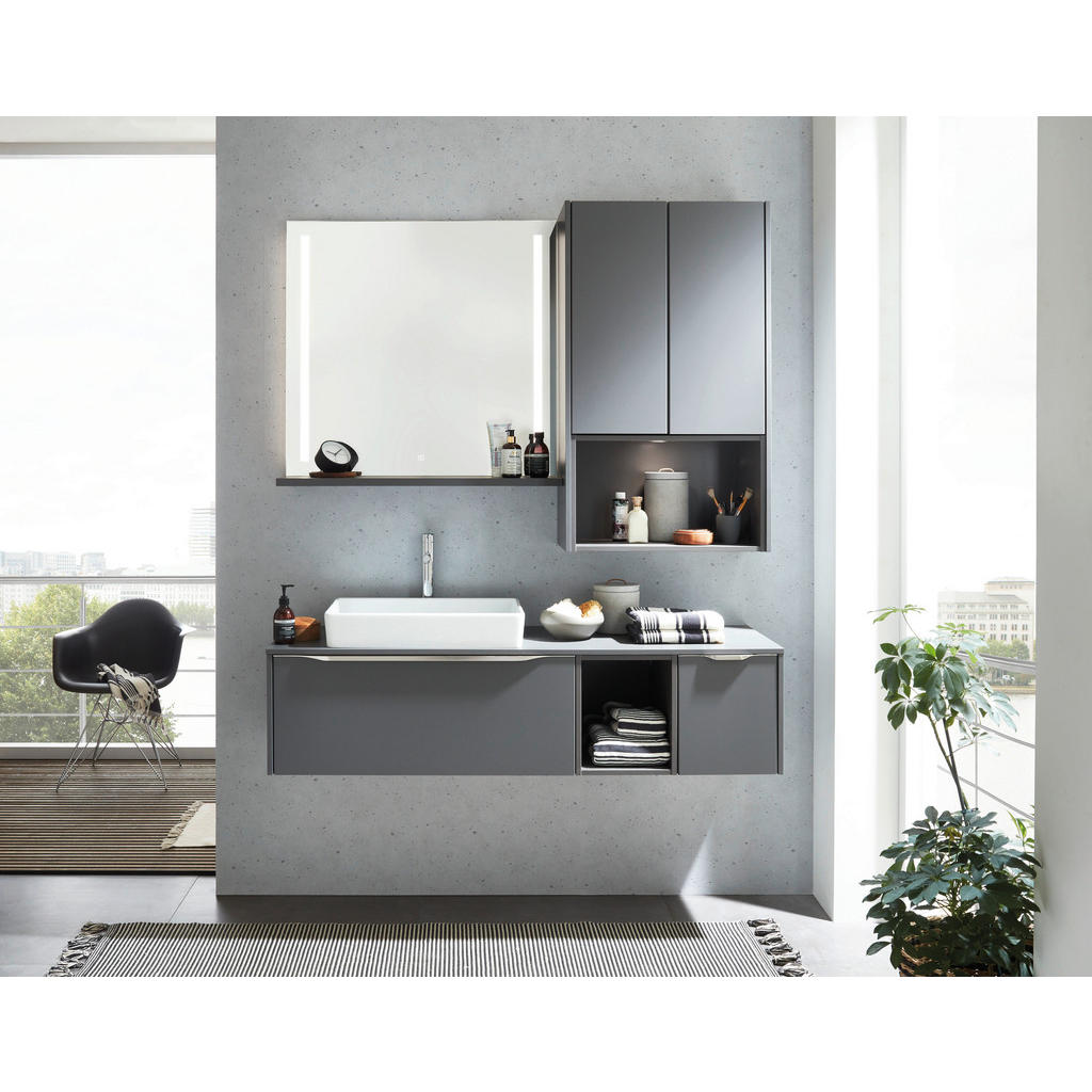 Thumbnail - Celina Home Badezimmer, Grau, Schiefer, Glas, Holzwerkstoff, 1 Schubladen, 152.3 cm, Blauer Engel, Pefc, Goldenes M, Mad...