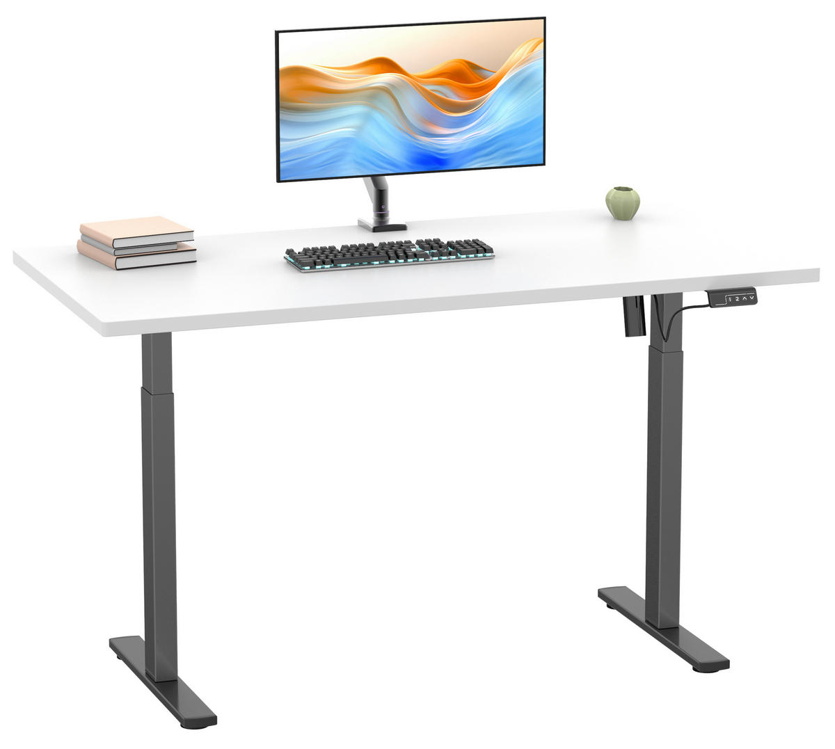 SKRIVBORD 140/80/71 cm  i svart, vit  - vit/silver, Design, metall/trämaterial (140/80/71cm) - MID.YOU