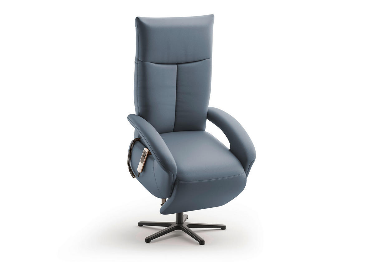 SESSEL in Echtleder Graublau  - Graublau/Schwarz, KONVENTIONELL, Leder/Metall (74/112/82cm) - Sit & More