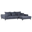 ECKSOFA  in Flachgewebe Dunkelgrau  300/205 cm  - Dunkelgrau/Schwarz, KONVENTIONELL, Textil/Metall (300/205cm) - Carryhome