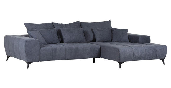ECKSOFA  in Flachgewebe Dunkelgrau  300/205 cm  - Dunkelgrau/Schwarz, KONVENTIONELL, Textil/Metall (300/205cm) - Carryhome
