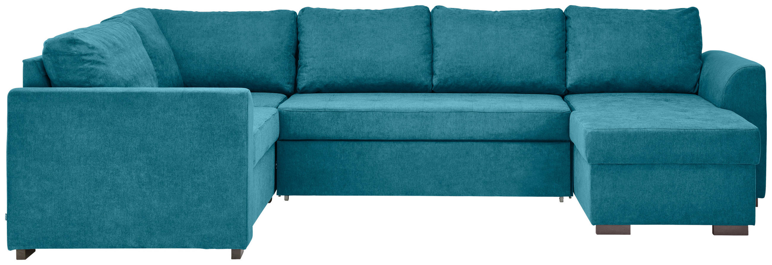 WOHNLANDSCHAFT inkl.Funktionen Petrol Webstoff  - Petrol/Schwarz, Design, Kunststoff/Textil (205/311/160cm) - Xora