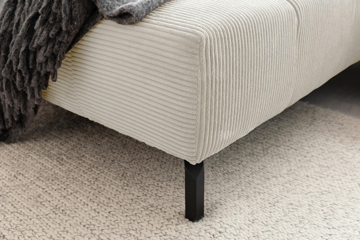 ECKSOFA in Cord Creme  - Creme/Schwarz, Design, Textil/Metall (216/321cm) - Hom`in
