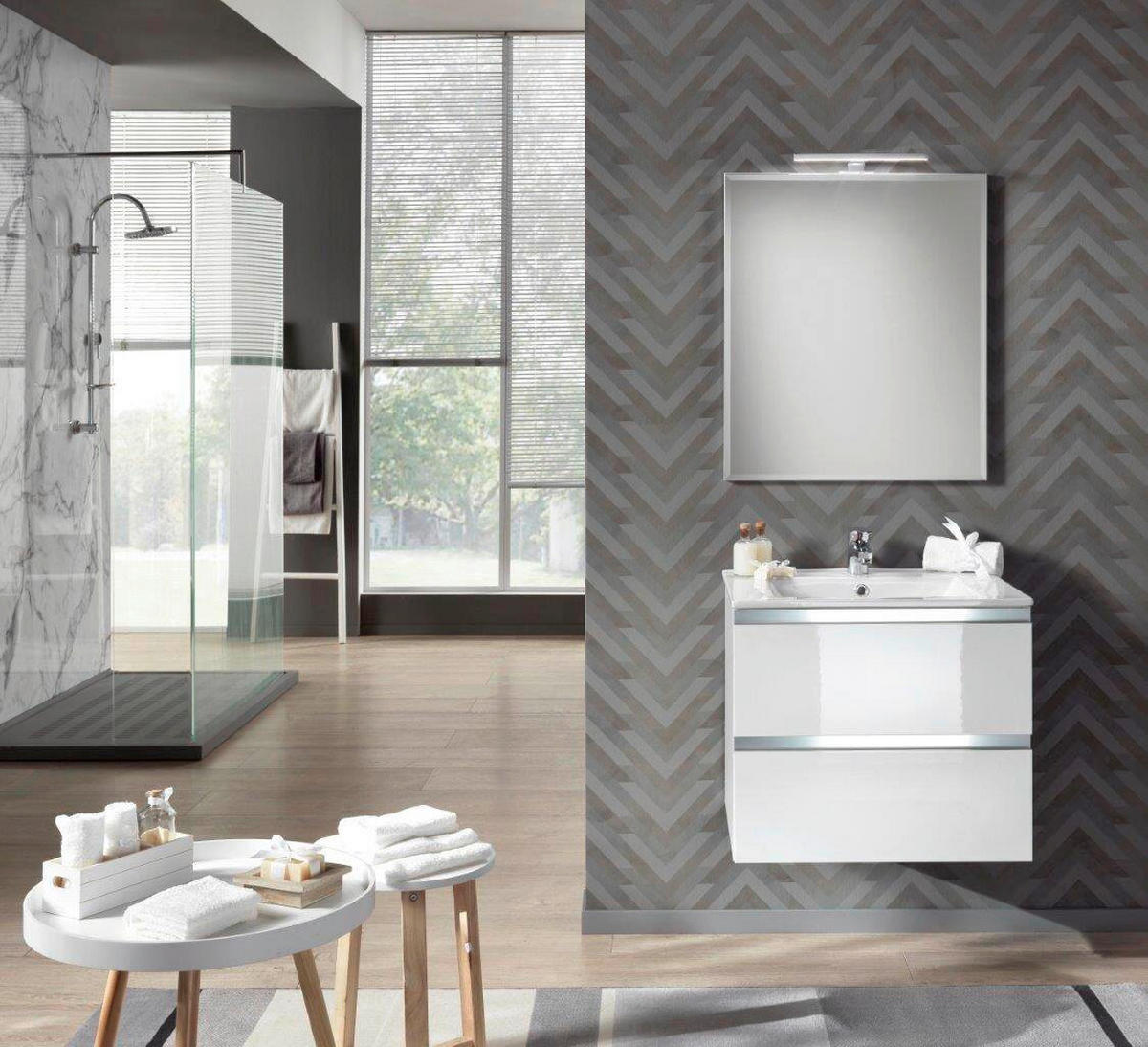 KUPAONICA  bijela visoki sjaj  - bijela/bijela visoki sjaj, staklo/drvni materijal (60/51/46cm) - Italstyle