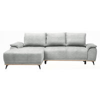 ECKSOFA in Struktur Grau  - Schwarz/Grau, Modern, Textil/Metall (168/262cm) - home24