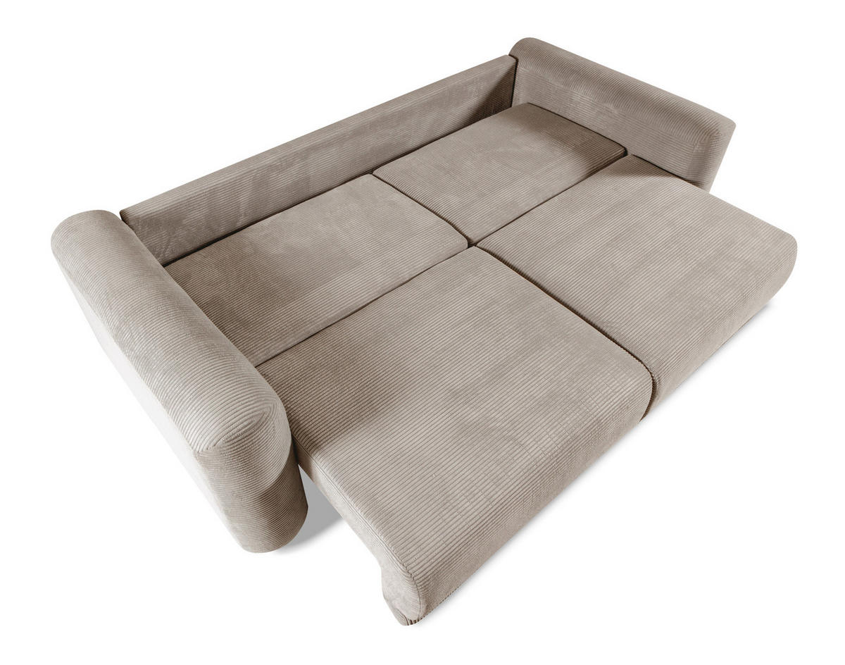 SCHLAFSOFA NORMAN  mit gerippt Beige  - Beige/Schwarz, Design, Kunststoff/Textil (252/93/167cm) - Livetastic