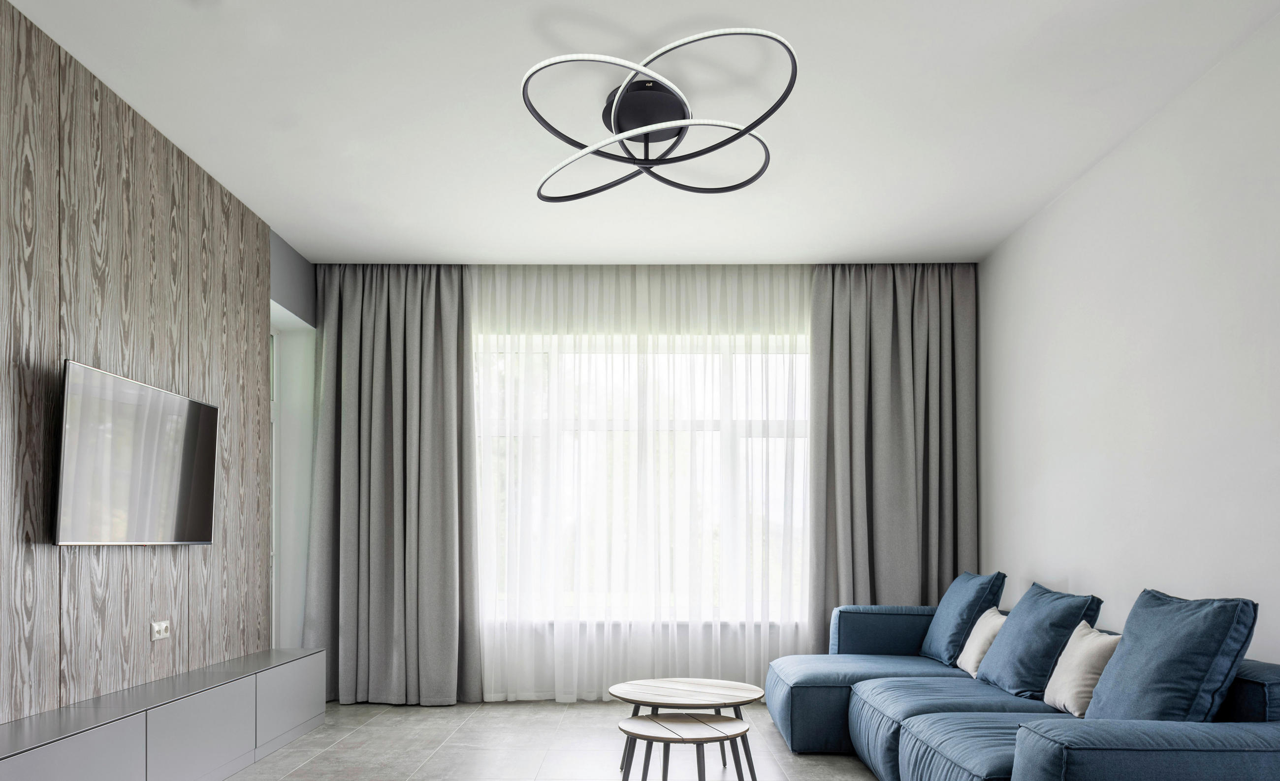 LED-DECKENLEUCHTE 80/13,5 cm   - Opal/Schwarz, Design, Kunststoff/Metall (80/13,5cm) - Globo