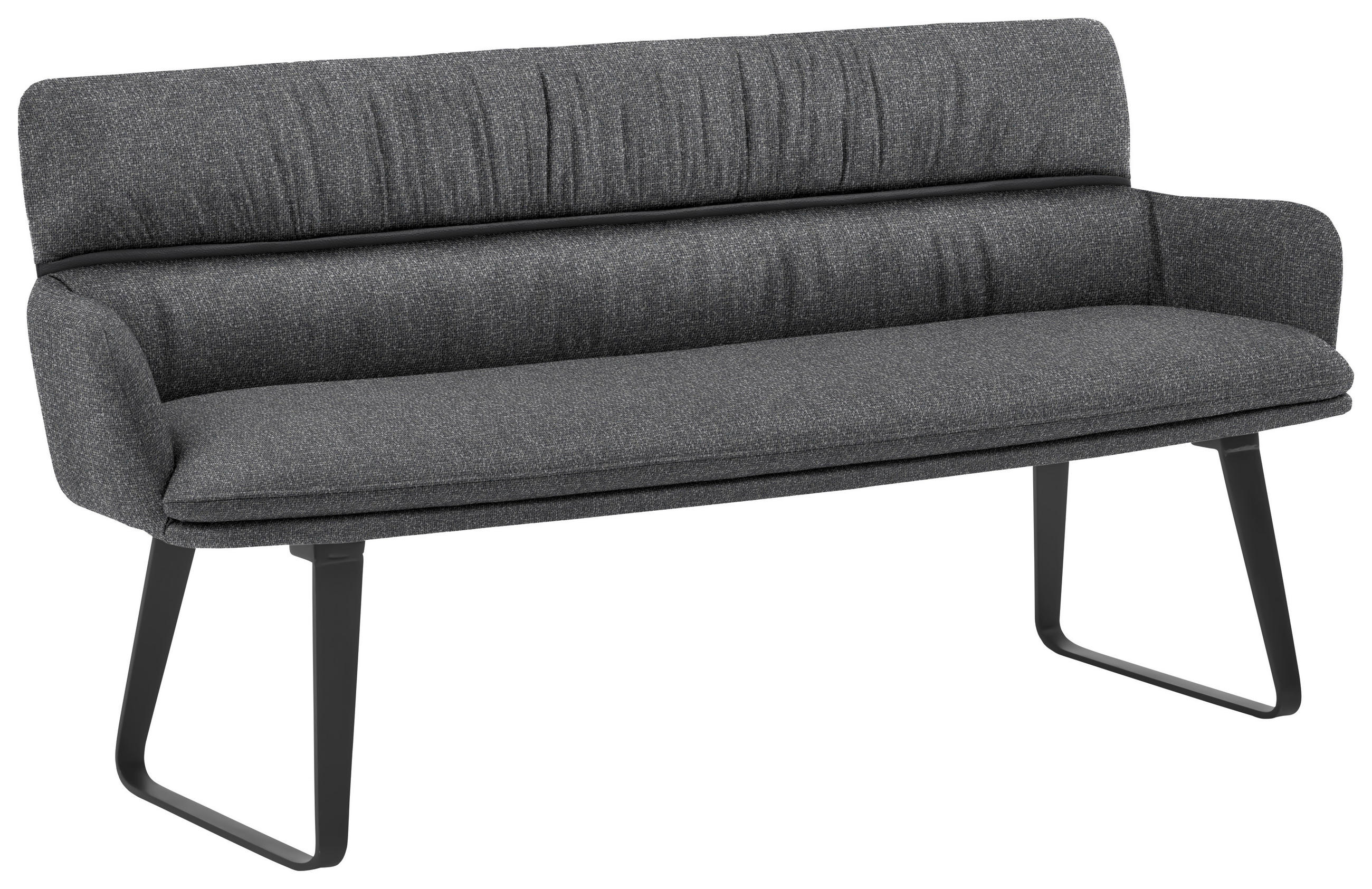 SITZBANK 180/86/68 cm Mikrofaser Graphitfarben  - Schwarz/Graphitfarben, Design, Textil/Metall (180/86/68cm) - Valdera