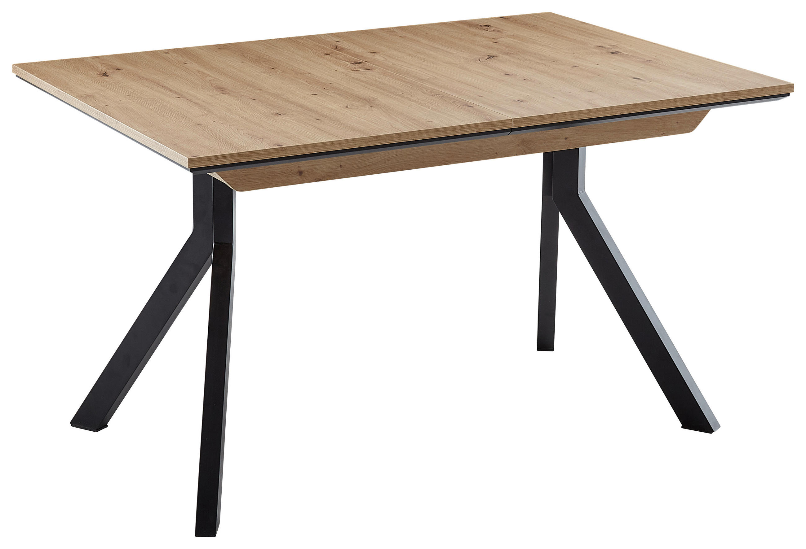 ESSTISCH Schwarz, Eiche Artisan rechteckig  ausziehbar, in verschiedenen Größen erhältlich, in verschiedenen Holzdekoren erhältlich, Variantenauswahl  - Schwarz/Eiche Artisan, Design, Holzwerkstoff/Metall (130(170)/90/75,5cm) - Cantus