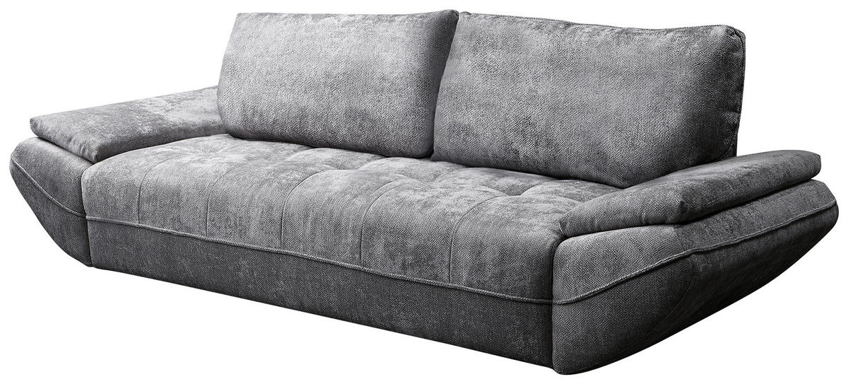SCHLAFSOFA ELMA Struktur Dunkelgrau  inkl. Rückenkissen, Nierenkissen, Armlehnenkissen, Rücken echt  - Dunkelgrau/Schwarz, KONVENTIONELL, Holz/Kunststoff (280/73-93/107cm) - Livetastic