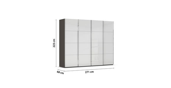 SCHWEBETÜRENSCHRANK 271/223/68 cm 4-türig Graphitfarben, Weiß - Chromfarben/Graphitfarben, Design, Glas/Holzwerkstoff (271/223/68cm) - Novel