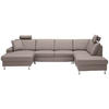 WOHNLANDSCHAFT in Echtleder Hellgrau  - Hellgrau/Alufarben, Design, Leder/Metall (165/339/233cm) - Beldomo Premium