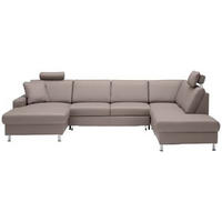 WOHNLANDSCHAFT in Echtleder Hellgrau  - Hellgrau/Alufarben, Design, Leder/Metall (165/339/233cm) - Beldomo Premium