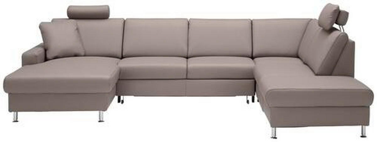 WOHNLANDSCHAFT in Echtleder Hellgrau  - Hellgrau/Alufarben, Design, Leder/Metall (165/339/233cm) - Beldomo Premium