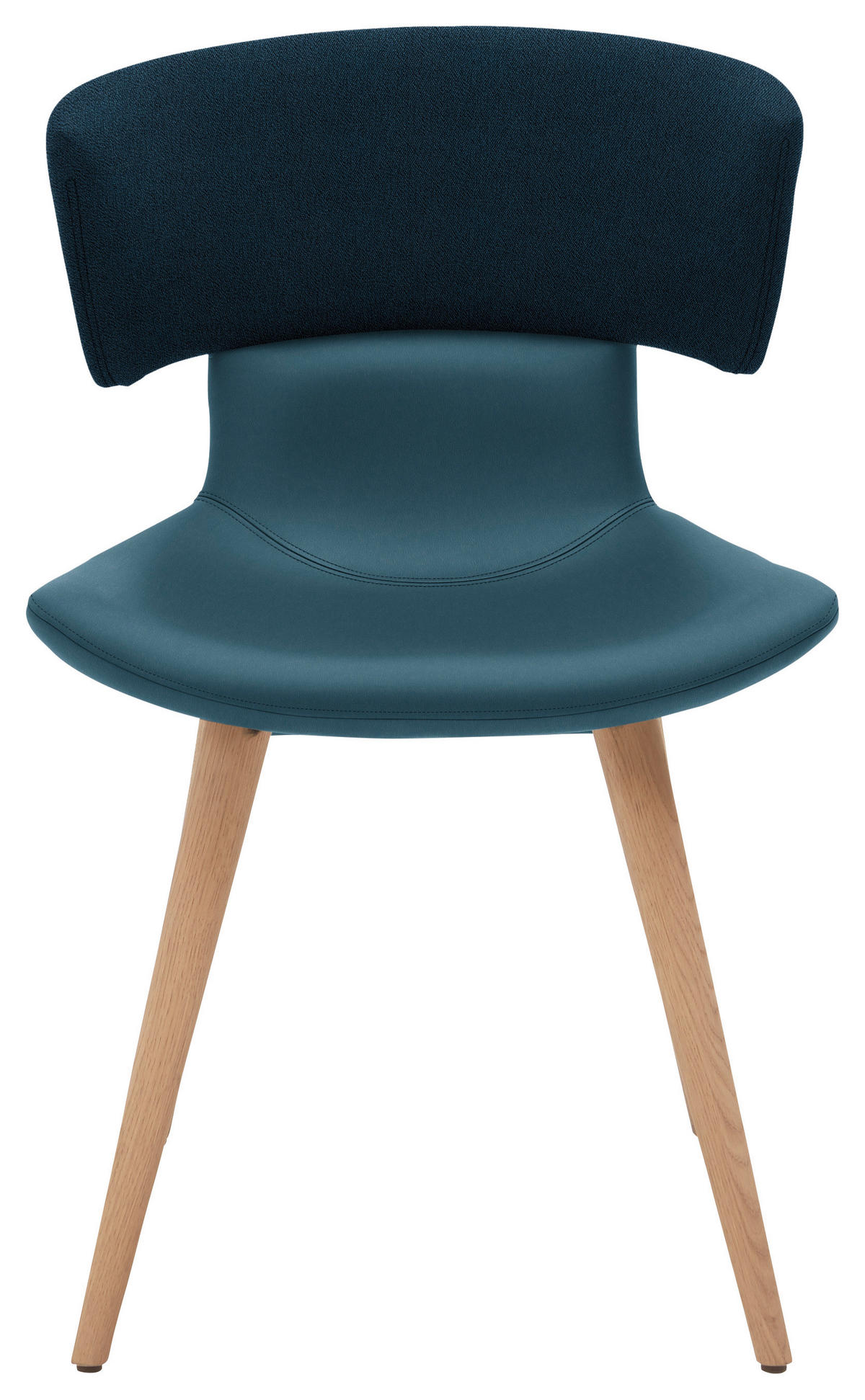 STUHL in Holz, Textil, Leder Blau, Eichefarben  - Blau/Eichefarben, Natur, Leder/Holz (54/82,5/58cm) - Voglauer