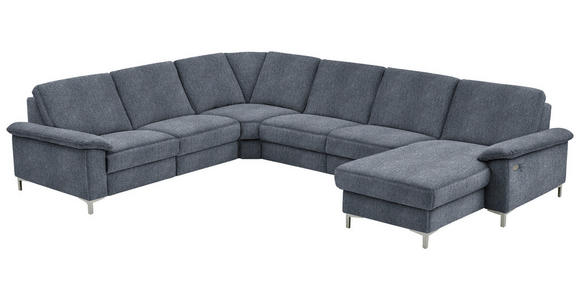 WOHNLANDSCHAFT in Chenille Dunkelblau - Alufarben/Dunkelblau, Design, Textil/Metall (265/333/170cm) - Dieter Knoll