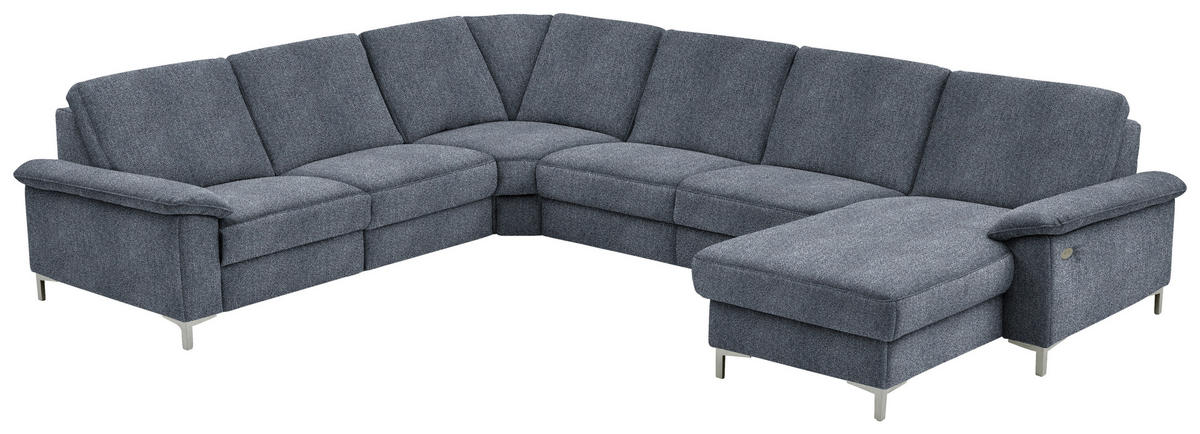 WOHNLANDSCHAFT in Chenille Dunkelblau  - Alufarben/Dunkelblau, Design, Textil/Metall (265/333/170cm) - Dieter Knoll