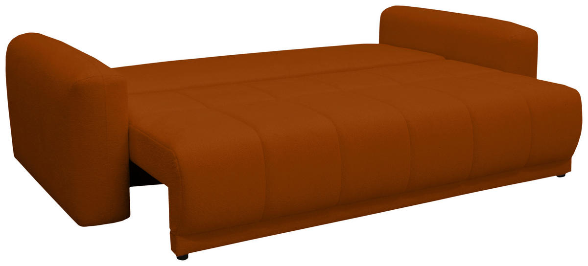 SCHLAFSOFA  mit Stoffauswahl, Schlafen auf Sitzhöhe, Rücken echt, Armteil links, Armteil rechts Orange  - Schwarz/Orange, Design, Holz/Textil (245/90/117cm) - MID.YOU