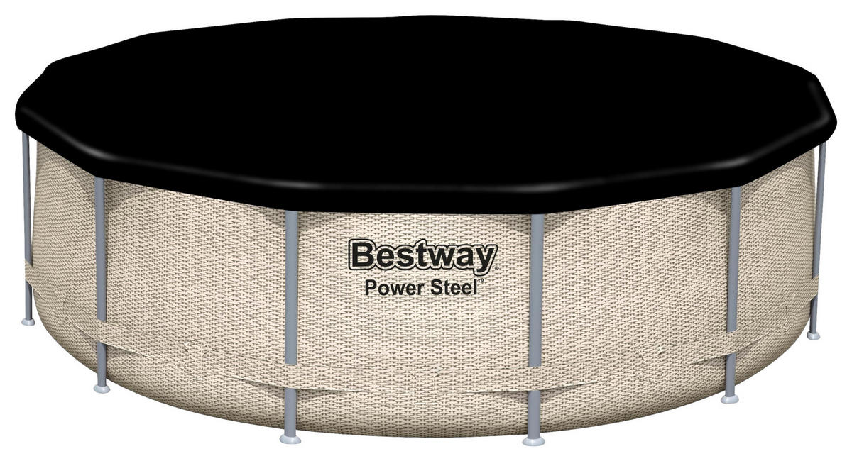 POOL SET POWER STEEL 5614V 396/107 cm  - Beige/Weiß, Basics, Kunststoff/Metall (396/107cm) - Bestway