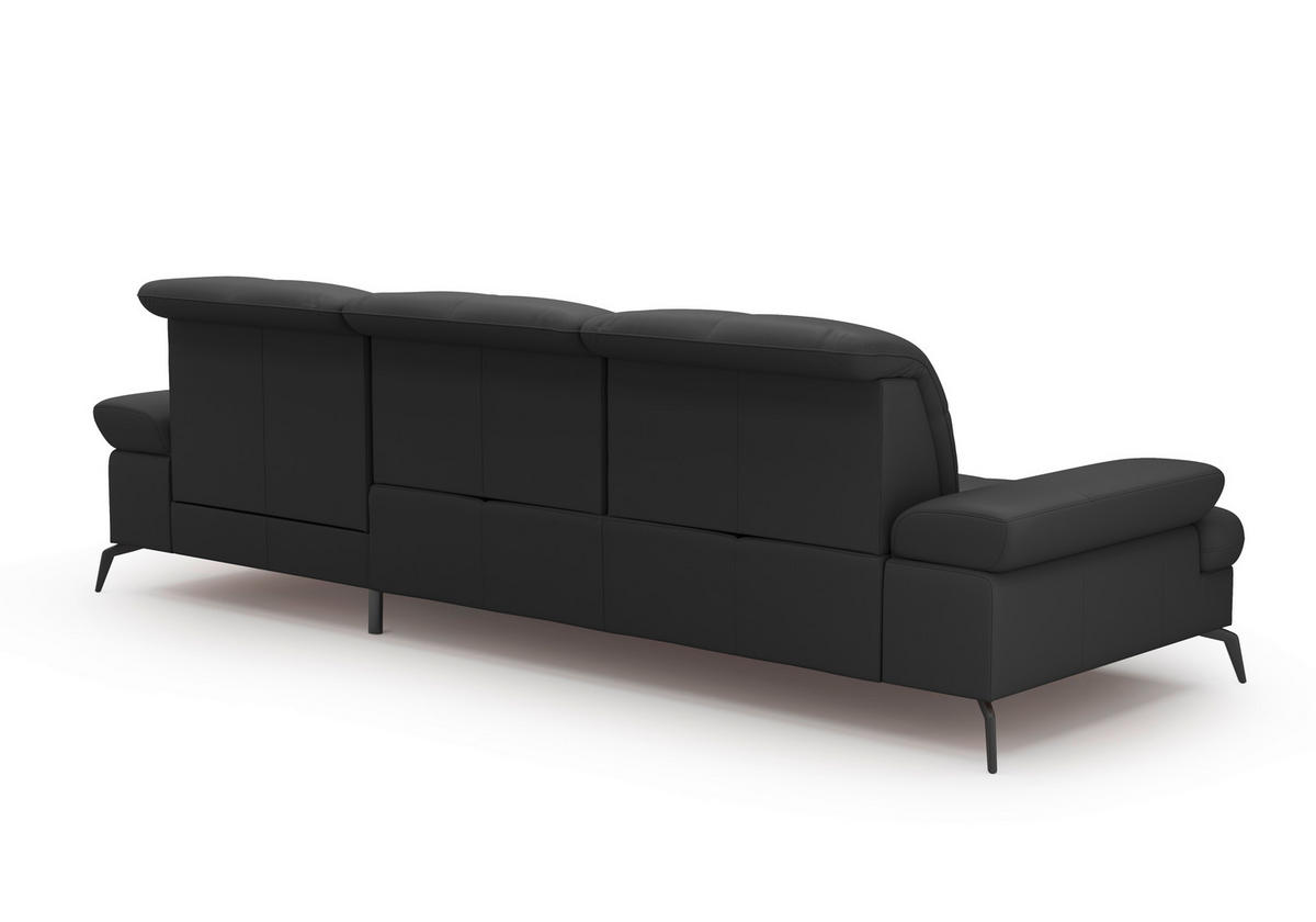 ECKSOFA in Echtleder Schwarz  - Schwarz, Konventionell, Leder/Metall (279/185cm) - Sit & More