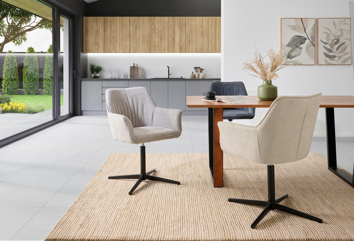 ARMLEHNSTUHL  in Eisen Leinenoptik  - Taupe/Schwarz, KONVENTIONELL, Holz/Textil (60/86.5/61cm) - MID.YOU