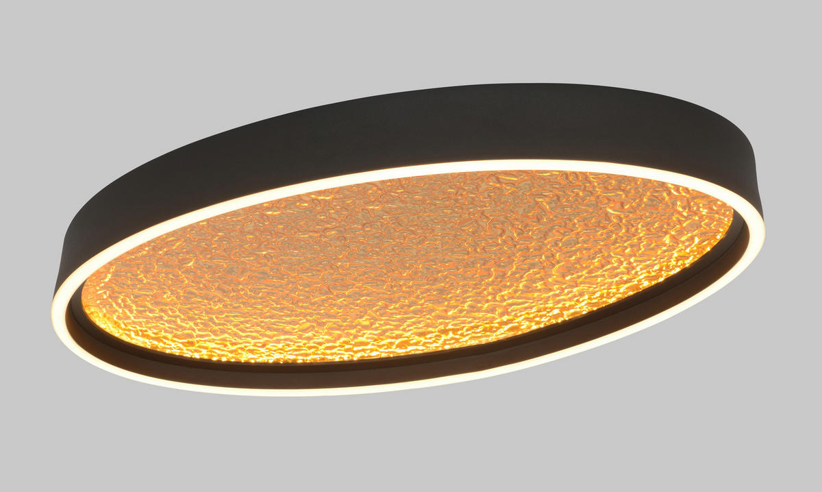 PLAFONIERĂ CU LED - auriu/negru, Design, plastic/metal (60/35/6,5cm)