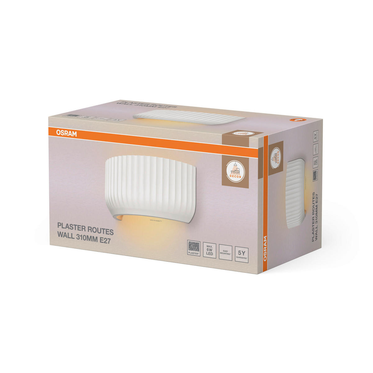 WANDLEUCHTE 30.8/12.6/13.5 cm   - Weiß, Basics, Stein (30.8/12.6/13.5cm) - Osram