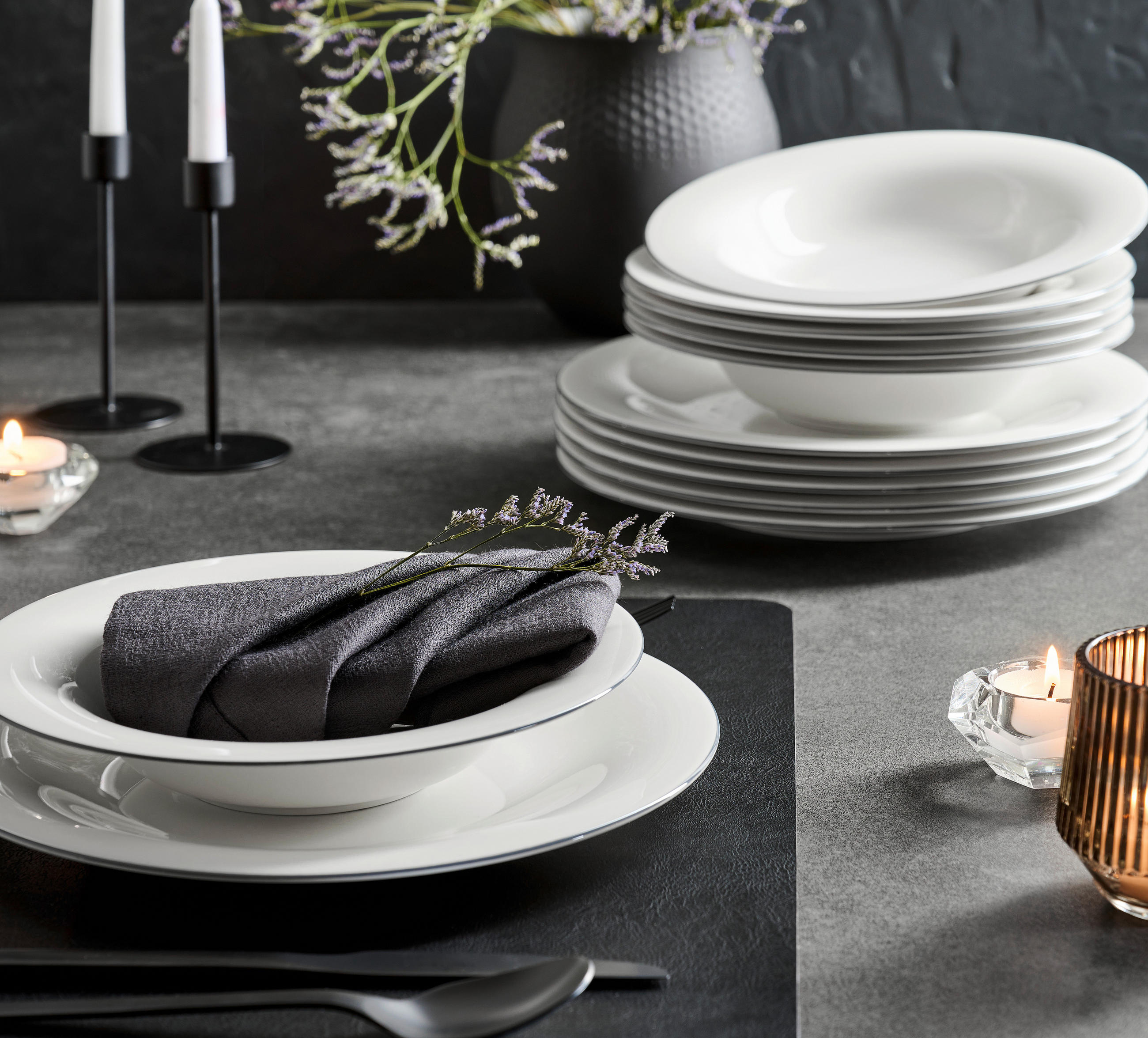 JEDÁLENSKÝ SERVIS jemný porcelán (fine china) keramika  - sivá/biela, Konventionell, keramika (6,00kg) - Villeroy & Boch