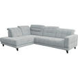 ECKSOFA in Webstoff Hellgrau  216/302 cm  - Hellgrau/Schwarz, Design, Holz/Textil (216/302cm) - Xora