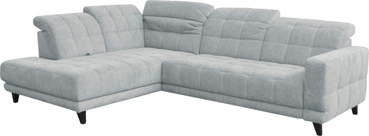 ECKSOFA in Webstoff Hellgrau  - Hellgrau/Schwarz, Design, Holz/Textil (216/302cm) - Xora