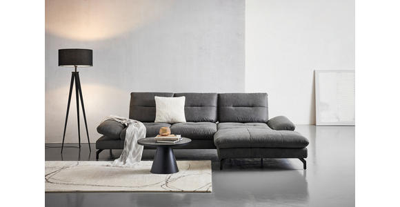 ECKSOFA Dunkelgrau Mikrofaser - Dunkelgrau/Schwarz, KONVENTIONELL, Textil/Metall (284/176cm) - Carryhome