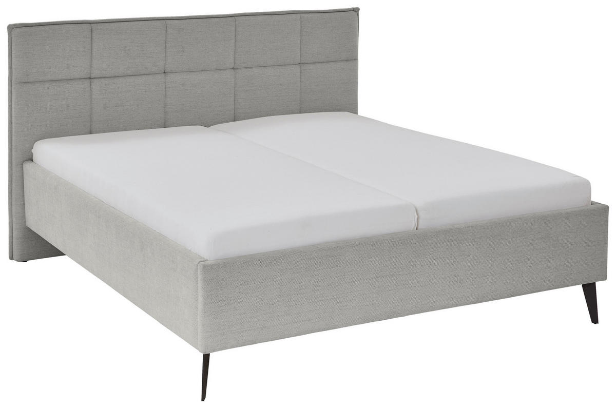 POLSTERBETT 160/200 cm  in Hellgrau  - Hellgrau/Schwarz, Design, Textil/Metall (160/200cm) - Xora