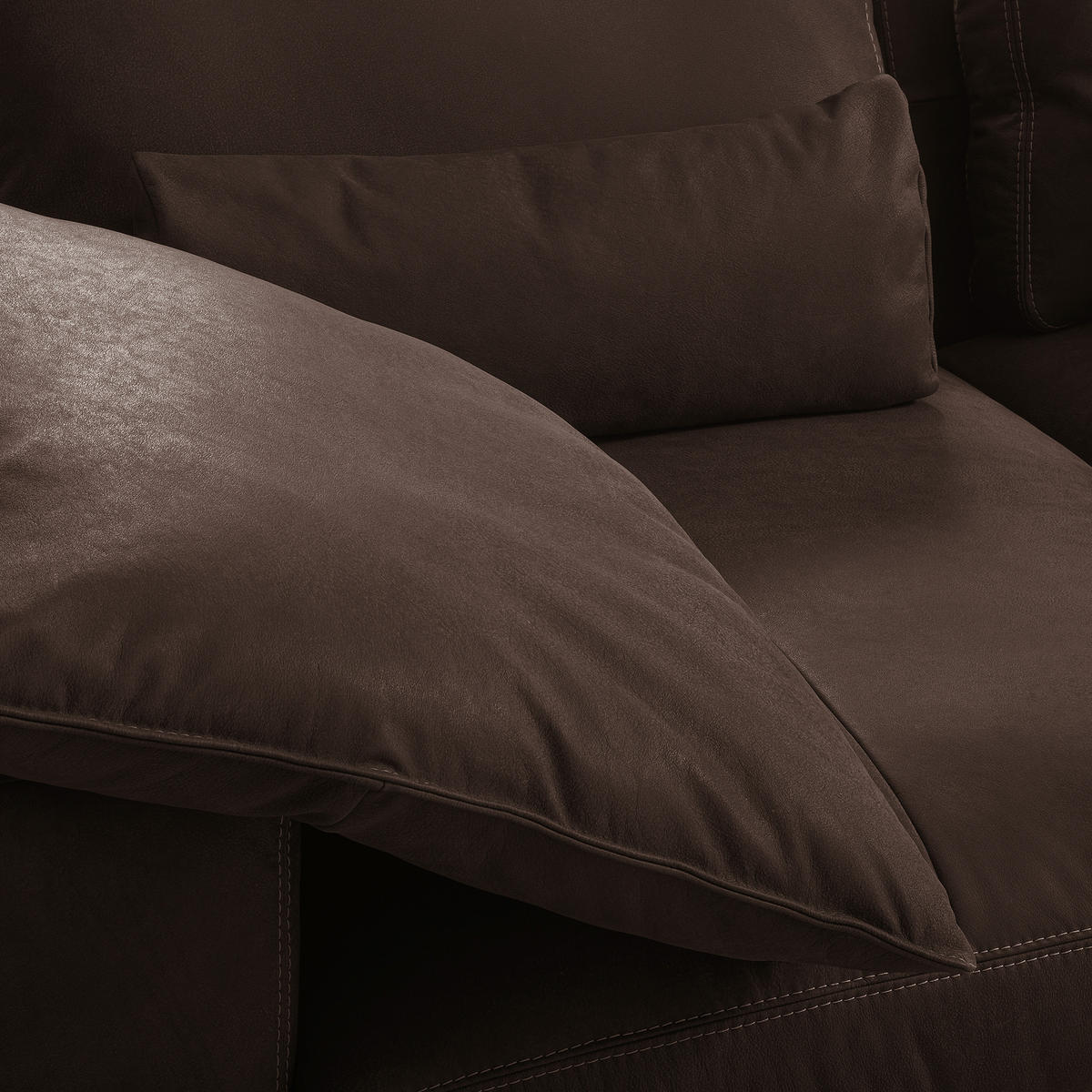 2-SITZER-SOFA  in Echtleder Dunkelbraun   - Dunkelbraun/Beige, Design, Leder/Kunststoff (240/85/123cm) - Livetastic