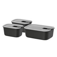 VORRATSDOSENSET 3-teilig  - Klar/Schwarz, Basics, Kunststoff (14,1/14,2/19,9cm) - Mepal