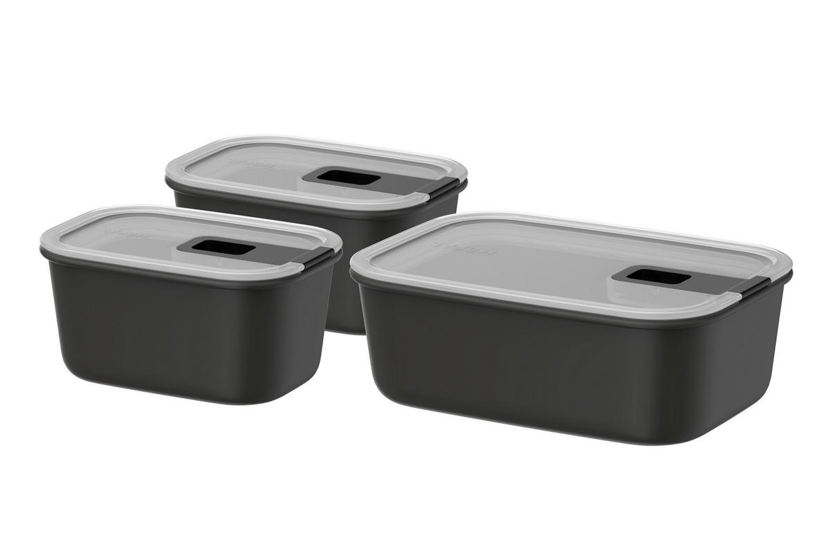 VORRATSDOSENSET 3-teilig  - Klar/Schwarz, Basics, Kunststoff (14,1/14,2/19,9cm) - Mepal