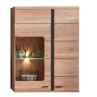 VISEĆA VITRINA   - boja jasena/crna, Osnovno, staklo/metal (90/120/38cm) - Linea Natura