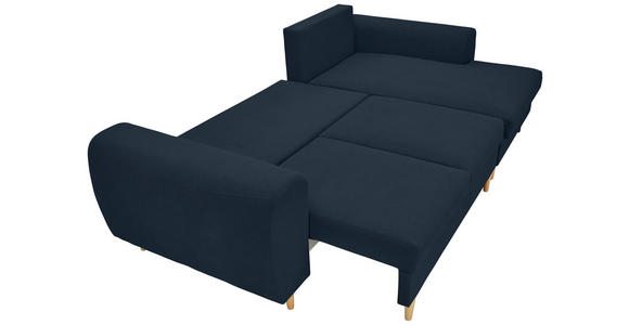 ECKSOFA Dunkelblau Webstoff  - Schwarz/Dunkelblau, KONVENTIONELL, Holz/Textil (250/145cm) - Carryhome