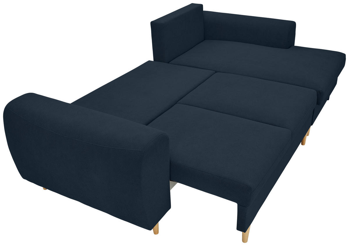 ECKSOFA in Webstoff Dunkelblau  - Naturfarben/Dunkelblau, Konventionell, Holz/Textil (250/145cm) - MID.YOU